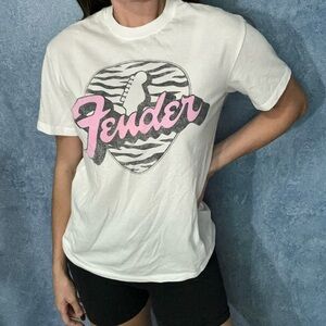 Fender White T-Shirt with Black Logo
